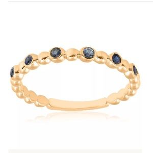 5⭐️1/8ct Blue Sapphire 14k Yellow Gold Beaded Ring